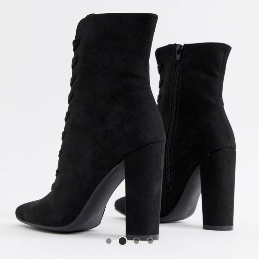 ASOS • “ELICIA” Black Lace-up Heeled Booties - Picture 4 of 13